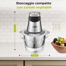 YASHE Tritatutto Elettrico 1,8L+2L, Robot da Cucina con Contenitori in Vetro e A