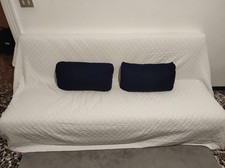 Divano letto blu in stoffa, a