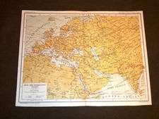 Antica carta geografica o mappa fine '800 Comunicazioni in Europa Communication
