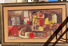 Tonio Nateri olio su masonite stupendo scorcio della citta di Cagliari