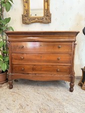 Como cassettone antico in legno chiaro XIX secolo in noce massello intarsiato 