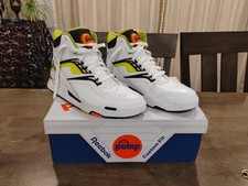 Pompa vintage Reebok TZ Twilight Zone bianco giallo fluo USA taglia 8,5