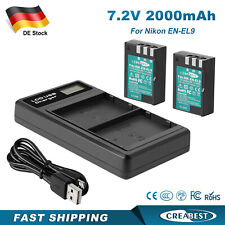 2 pezzi batteria 2 Ah EN-EL9 EL9A + doppio caricabatterie per Nikon D3000 D5000 D40X D40 D60 DSLR