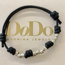 Dodo Pomellato Bracciale Nero Unisex Granelli Argento 100% Originale