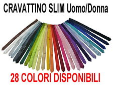 CRAVATTA CRAVATTINO SOTTILE SLIM UOMO DONNA STRETTA NERA ROSSA GRIGIA BLU VIOLA