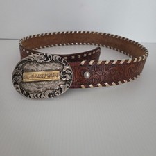 Cintura cowboy western vintage El Campero in pelle lavorata cucita 34 pollici