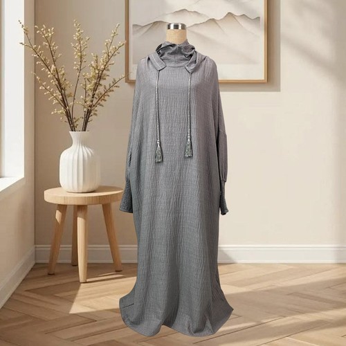 Maxi abito donna con cappuccio