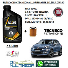 FILTRO OLIO E OLIO MOTORE SELENIA 0W30 FIAT 500 X 1.6 E-TORQ BENZINA 88KW 120 CV