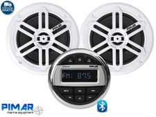 RADIO STEREO BARCA MARINO BLUETOOTH-USB KIT CON 2 CASSE 100-WATT ACCESSORI 