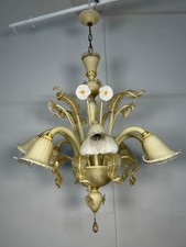 Lampadario Vetro Arte Murano colore avorio e oro  stile Venezia 8 Luci Vintage