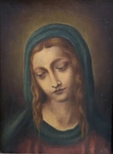 Quadro Antico Dipinto Olio Raffigurante Madonna