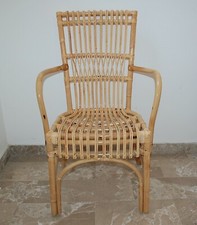 SEDIA LEGNO IN VIMINI GIUNCO DA GIARDINO SOGGIORNO POLTRONCINA Italy
