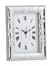 OROLOGIO SVEGLIA IN ARGENTO RETRO LEGNO BIANCO E 1002/OR 9x13