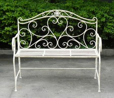 EN-222258 Panchina arredo Giardino Color Panna ferro battuto H 94 X 104 X 52 Cm