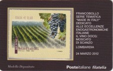 2012 TESSERA FILATELICA UNIF. n. 805 - VINO DOCG MOSCATO SCANZO MF64069