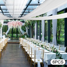 Tende da soffitto per matrimoni 6 pezzi sfondo voile trasparente tendaggio decorazione bianco