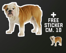 Adesivo BULLDOG CANE + 1 STICKER GRATUITO CM. 10  o spilla o portachiavi