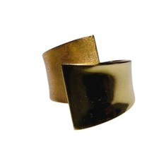 Anello artigianale a due fasce in Oro Giallo 18K lucido e satinato Made in Italy