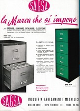 PUBBL. 1952 CLASSIFICATORE ARCHIVIO CARTELLE METALLO S.A.G.S.A.ARREDO UFFICIO