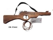 FUCILE IN LEGNO ARTIGIANALE SPARA ELASTICI CON 6 ELASTICI GIOCATTOLO CM. 37X8X2