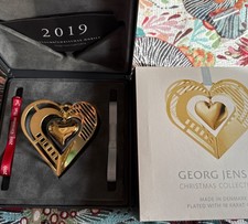 GEORG JENSEN CUORE CUORE ORNAMENTO Natale Mobile 2019 ORO IMBALLO ORIGINALE