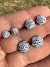 Orecchini a grappolo hip hop vero argento sterling 925 7,5 mm-12 mm pietra zirconi ghiacciati ITALIA
