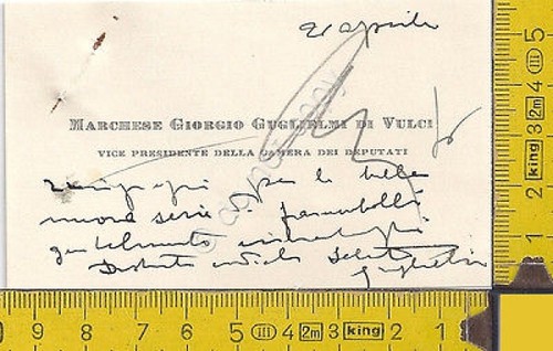 Autografo giorgio guglielmi - guglielmi, di