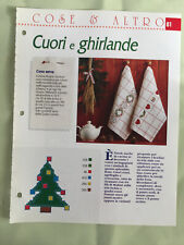 Schema punto croce Ricamo Cuori e ghirlande asciugapiatti Natale albero 