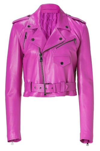 Giacca pelle rosa - , biker