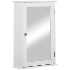 kleankin Mobiletto Bagno Armadietto Pensile con Specchio 41x14x60cm Bianco