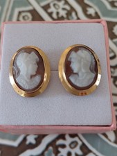 ORECCHINI IN CAMMEO  SARDONICO  SU ARGENTO 925  FATTI A MANO.  EPOCA O VINTAGE  
