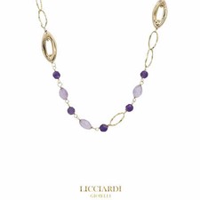 Collana donna catena fantasia oro giallo 18kt e zirconi