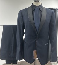 SMOKING UOMO BLU COLLO
