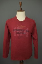 T-shirt pullover girocollo stampa grafica cotone rosso Aeronautica Militare taglia XL