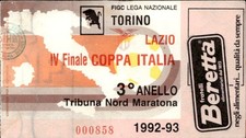 Biglietto stadio Torino-Lazio IV Finale Coppa Italia 1992-93 n 000858