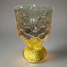 Bicchiere a nido d'ape in vetro giallo IVV acqua vino piedi bar Italia fatto a mano