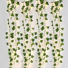 4 Pezzi Edera Finta ​per Balconi, 2M Artificiale Pianta con 20 Luci (q4b)