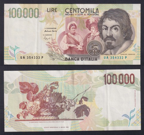 Banconota italia 100000 lire - italia,