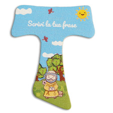 Calamita Tau San Francesco Assisi in Legno Idea per Bomboniere Battesimo Prima C