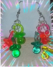 ORECCHINI DONNA FATTO A MANO ACRILICO N. 3 CIUCCI VARI COLORI MODELLO UNICO