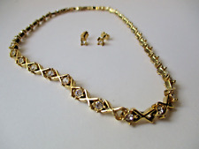 Avon parure collana allungabile dorata con strass e orecchini Trifari Coro '60