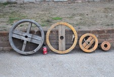 4x pulegge vintage in legno vecchie pulegge industriali - SPEDIZIONE GRATUITA