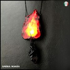 Gioielli Collana Donna Uomo Bigiotteria Pendente Simbolo Fuoco Oro Catena Pietra