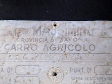 TARGA di CARRO AGRICOLO_1952-COMUNE di MASSIMINO PR SAVONA-