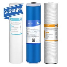 Set filtro acqua blocco carbonio 3 stadi 5 micron 20x4,5" sedimenti blu grande GAC CTO