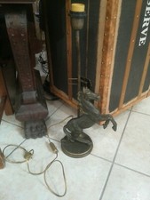 Lampada Base Ottone Anticato Cavallo Vintage 