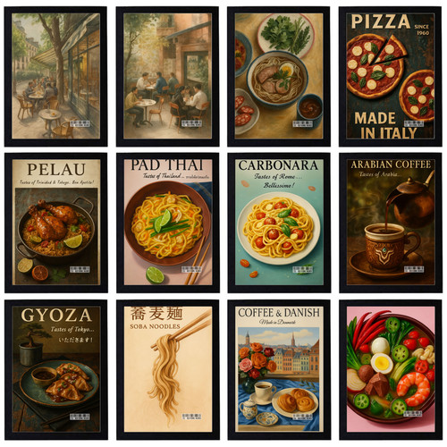 Poster vintage food bar - food, &