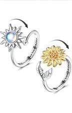 2Pcs Argento Anello Antistress