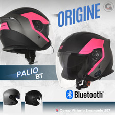 CASCO JET ORIGINE PALIO BT 2.0 BLUETOOTH EKO NERO / FUCSIA TG.M