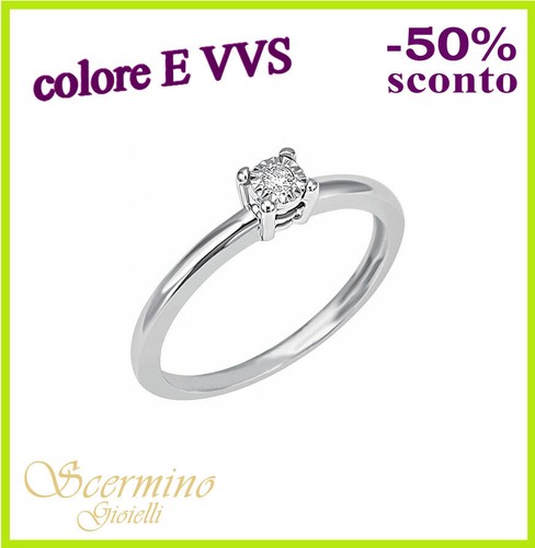 Anello solitario oro bianco - anello,